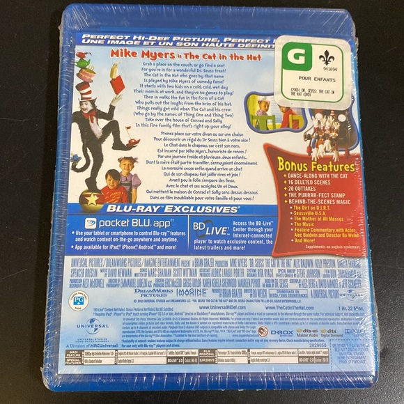 🛍️3/$10 🛍️ Dr. Seuss : The Cat In The Hat (Blu-ray) - Picture 2 of 2